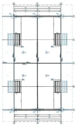 Bouwtekening van een verdieping met acht aparte units aan de Laan van S'Gravenmade.